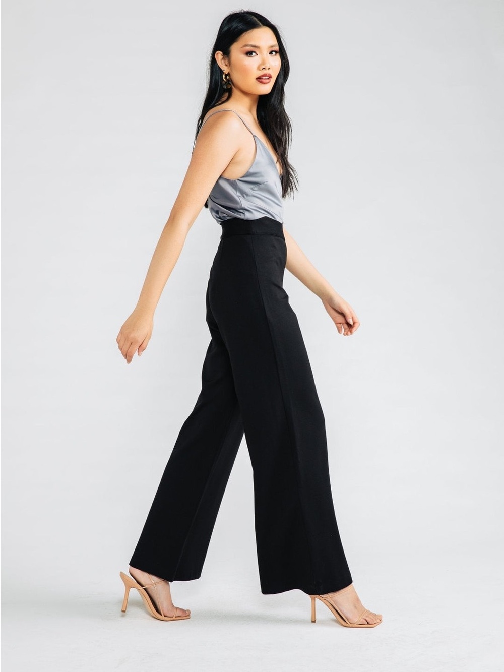 NWT Chloe Kristyn Bridgette Wideleg Ponte Pant Black High-Waist size Small